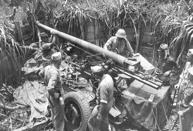 Japanische Bunker und Flugabwehrkanonen Yap Mikronesien