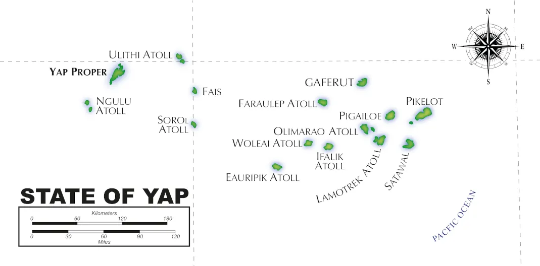 Carte de l'État de Yap en Micronésie