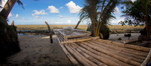 Yapese Bamboo Raft On Beach