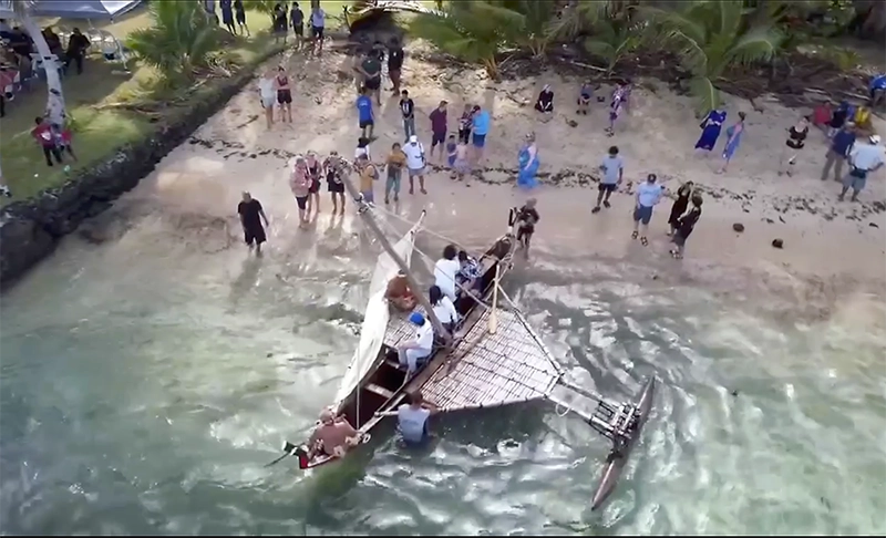 canoe launching Yap Micronesia